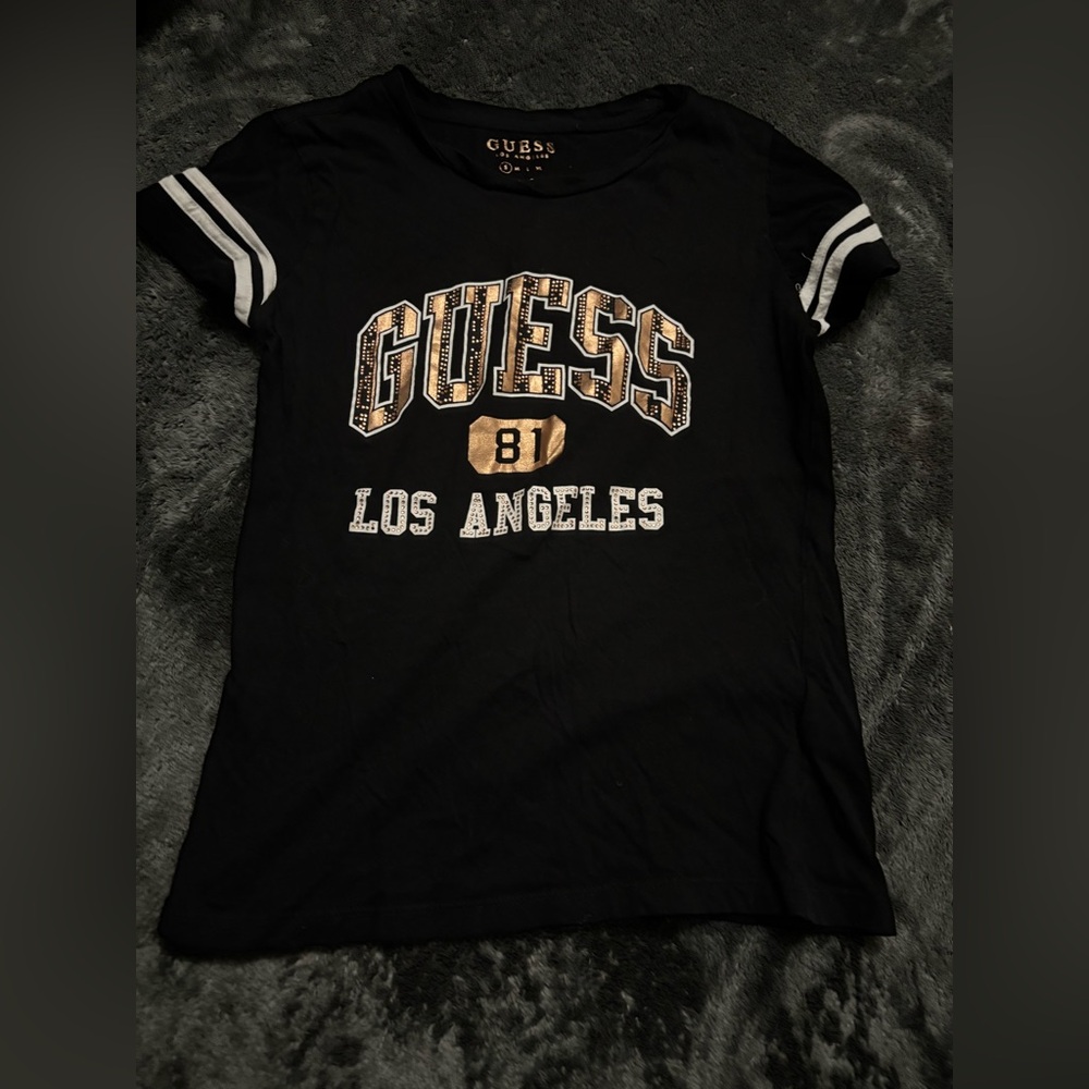 Guess Black Tee with Gold Lettering